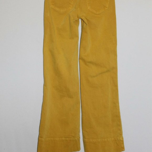 We The Free People Run With Me Pintuck Flare Jeans Mustard Yellow Size 26 HW9946 - Picture 5 of 12